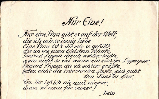 handgeschriebener Liebesbrief in Gedichtform
